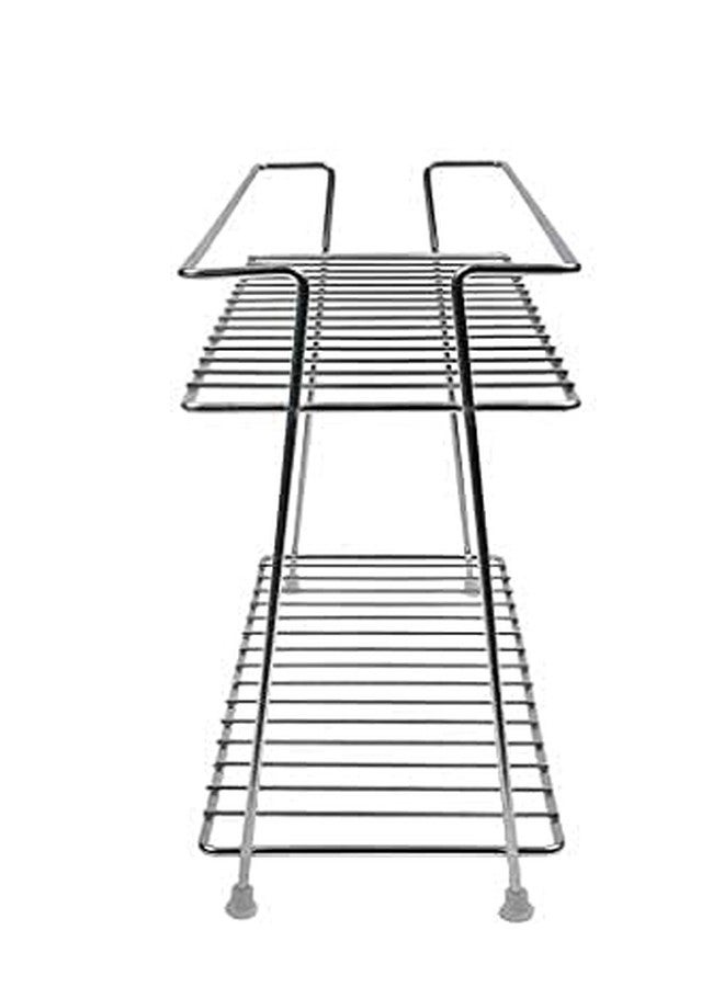 12FOR COLLECTION Stainless Steel Spice 2-Tier Container Organiser/Basket for Boxes Utensils Dishes Plates for Home (Multipurpose Kitchen Storage Shelf Shelves Holder Stand Rack, Corner Shelf) - Image 4